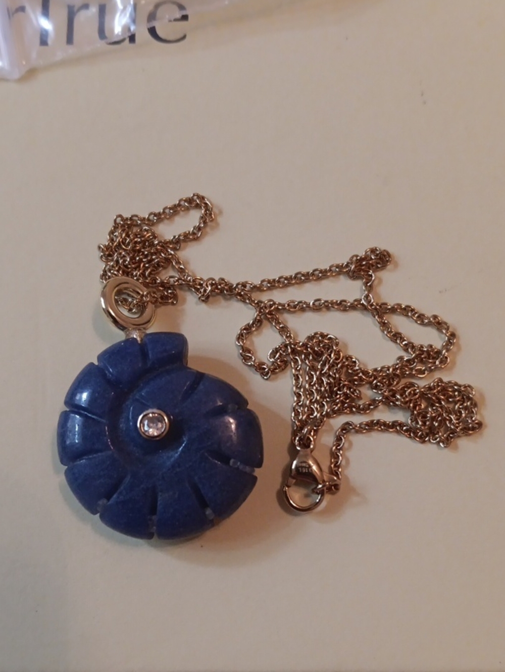 Lapis Lazuli and Austrian Crystal 35.00 ctw Pendant in Goldtone with ION Plated